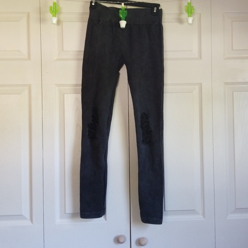 High waist distressed leggings